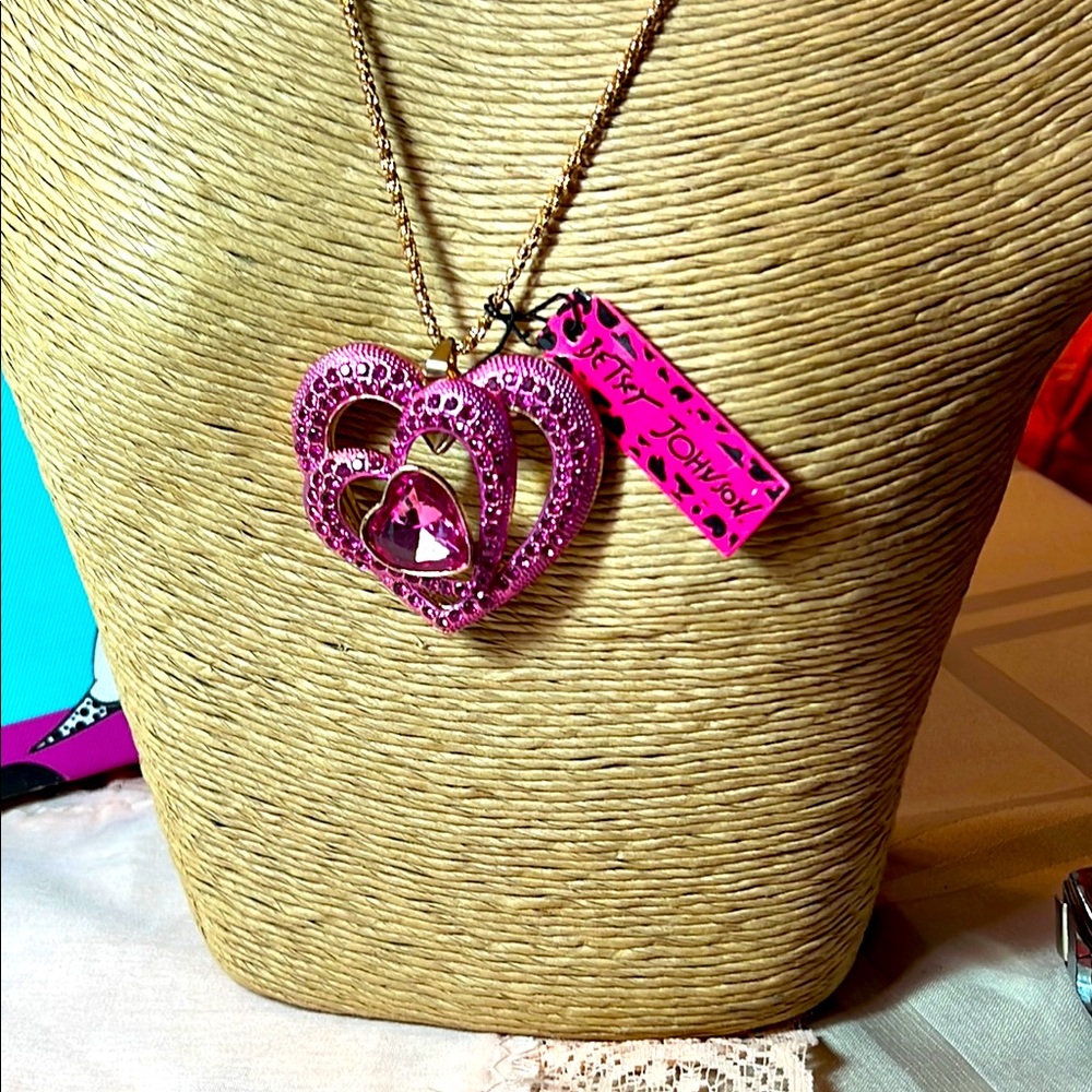 Betsey Johnson Pink Heart Necklace
